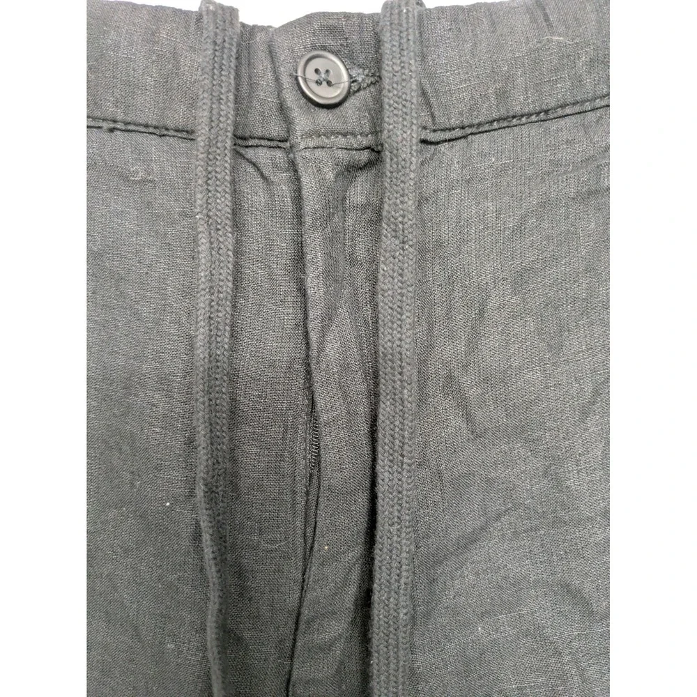 Natural Blue Visitors Men XL Black 100% Linen Shorts Drawstring Casual Resort